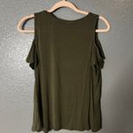 Iris  Large Olive Green Cold Shoulder Cutout Sleeveless Knit Top Photo 2