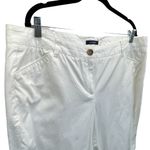Lands' End Cropped Pants Flat Front Crop Leg Pocket Cotton Basic White Size 16 Photo 5
