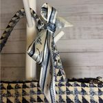 Elegant Blue and Cream Women's Tote Bag Photo 2