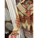 None Womens Vintage 70s Style Sheer Tunic Tan Brown Large Photo 4