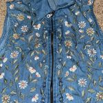 Vintage floral cross stitch zip up vest Size medium Paul Harrison Blue Photo 1