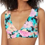 Billabong Tropic Time Reversible Plunge Bikini Top Floral V Neck Swimwear Photo 1