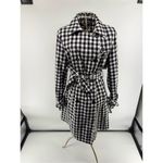 French Connection  Gingham Print Trench Coat Size Small Women’s Black White Check Photo 11
