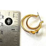 Gold tone and rhinestone double hoop earrings Photo 7