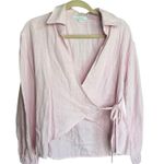 Love, Whit by Whitney Port Women's Pink Wrap Long Sleeve Top Light Weight Flaw Photo 0