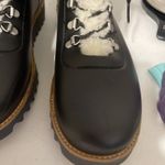 Anthropologie Bernardo Wiley Faux Shearling Trim Boots Black Rain Size 9 Photo 4