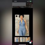 Main Strip Blue Halter Jumpsuit Women’s Size M – Plunge V Neck, Tie Back, Sexy O Photo 5