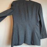 Liz Claiborne  Vtg Women 100 %  Wool Blazer Jacket Shoulder Pads Gray One Button Photo 9