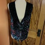 Vintage Crushed Velvet Floral Vest – Y2K Holiday Glam Black Size L Photo 9