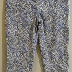 Talbots  Blue Paisley Print Perfect Crop Pants Petite Size 6 Photo 0