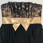 Gunne Sax Jessica McClintock 90s Sz5 Bubble Hem Dress Strapless Black Gold Lace Size undefined Photo 2