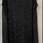 Eileen Fisher  Black Sequin Silk Blend Sleeveless Shift Short Dress Medium Photo 0