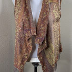 Anu Women's Wool Embroidered Draped Open Front Vest Cardigan Multicolor Sz M Size M Photo 0