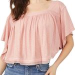 Free People Linen Sunsetter pink boxy flowy boho open back popover top Sz M Photo 0