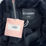 Kittenish Party Girl Black Velvet Spaghetti Strap Crop Top Faux Fur Trim Medium Photo 4