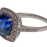 14K 14KT Karat Blue Sapphire White Gold Women’s Ring Sz 6.75 Photo 10