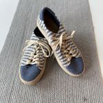 Liz Claiborne  Blue White Chambray Stripe Espadrille Platform Sneakers Size 8.5 Photo 7