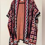 Crown & Ivy  one size women’s cape poncho shrug geometric pattern blue pink gold Photo 7