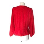 McGuire Denim Maguire Feminine Red and White Polka Dot V-Neck Blouse with Peplum Detail Large Photo 3