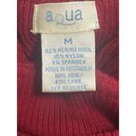 AQUA Merino Wool Turtleneck Ribbed Knit Sweater Red M Velvet trim sleeve cuffed Photo 3