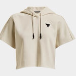 Under Armour Womens Project Rock Cut Off Sleeveless Crop Top Size L Beige Hoodie Photo 0