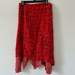 Preen Line Red Black Viscose Sharkbite Asymmetrical Flowy Knee Length Skirt M Size M Photo 1