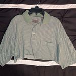 st. john's bay Green Striped Cropped Polo Shirt Photo 0