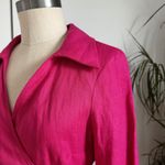 Mango MNG  Linen Wrap Dress Hot Pink Long Sleeve Casual Party Dress Size‎ S Photo 7