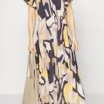 New Lascana Venus Short Sleeved Maxi side slit Dress Graphic Print Size 10 White Photo 7