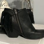 OTBT  Black Leather Ankle Boots Fringe Booties Womens 7.5 Photo 1
