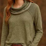 Free People FP Beach “Two Body” Cowl Neck Sage Green Top M/L Photo 0