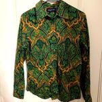 Jones New York Green and Gold Paisley Blouse Photo 0