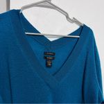 Halogen blue teal 100% cashmere cardigan oversize wide vneck sweater : Box L01: Size undefined Photo 1