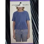 Andrew Marc  Women's Plisse Top Textured Blouse Oversized Size XS Blue New Photo 8