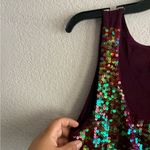 Siegel Silk Blend Sequin Y2K Burgundy Tank Top S Red Photo 4