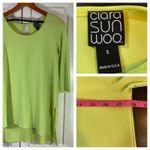 Clara Sun Woo Lime Green Tunic Small Made USA Stretch Asymmetric Hem Chartreuse Yellow Photo 9