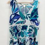 C&C California  Womens Blue Tropical Mini Dress Size M Linen Blend Boho Resort Photo 0