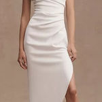 Misha Ida Midi Ruched Dress White Size 8 Photo 0