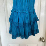 MISA Los Angeles  Rosella Tiered Mini Dress Turquoise Blue Size Small Metallic Photo 6