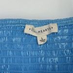 LA Hearts  Blue Satin Bra Crop Top Embroidered Butterflies Floral Smocked Size L Photo 6