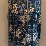 ZARA Pajama Style Floral Printed Tunic Shirt Dress Dark Navy Size Medium Photo 0