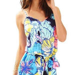 Lilly Pulitzer DEANNA TANK TOP ROMPER Bright Navy Pop Up Big Flirt Size Small Photo 0