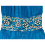 NWT Mandalay Turquoise Blue Silk Beaded Sequin Midi Evening Gown Dress Womens 4 Photo 6