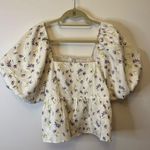 NWT Hyacinth House Floral Puff Sleeve Baby Doll Top White Size M Photo 0
