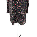 Madewell et Sezane Elly Silk Floral Shirtdress Black Red Long Sleeve Size XXS Photo 6