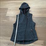 Eileen Fisher Womens Charcoal Jaquard Asymmetrical Zip Hooded Vest Size S Sporty Photo 5