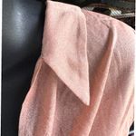 Halara  XL NYE Sparkle Metallic Champagne Pink Twist Front Mesh Blouse Top Photo 3