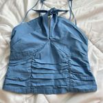 Free People  Blue Swan Song Ruched Cami Tank Top NWOT Womens Small S Photo 0