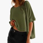 Olive Green Classic Women's oversized Top large Photo 4