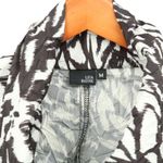 Lisa Bayne Crinkle Abstract Print Shawl Collar Asymmetrical Vest Jacket Top M Brown Size M Photo 1